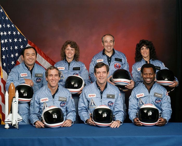 Greg Jarvis, Christa McAuliffe, Ronald McNair, Ellison Onizuka, Judith Resnik, Michael J. Smith, and Dick Scobee – Space Shuttle Challenger Mission STS-51-L